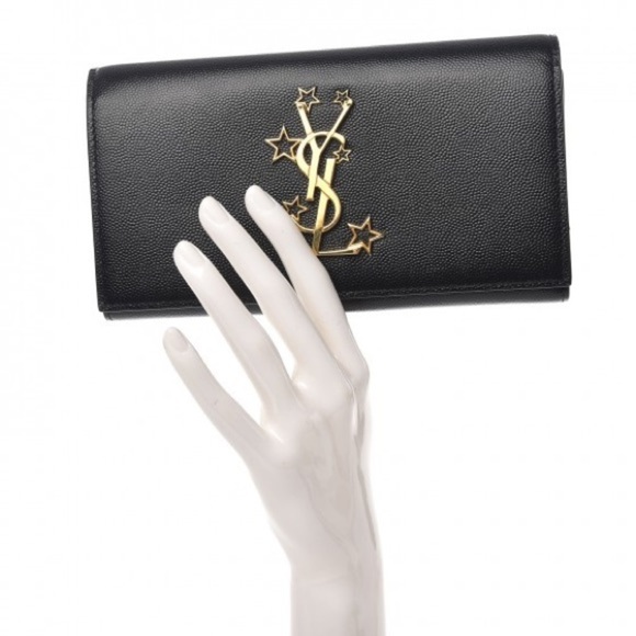 YVES SAINT LAURENT Grain De Poudre Star Studded Monogram Wallet in Black - Picture 2 of 16